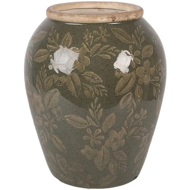 Clayre & Eef Vaas Ø 16x20 cm Groen Keramiek