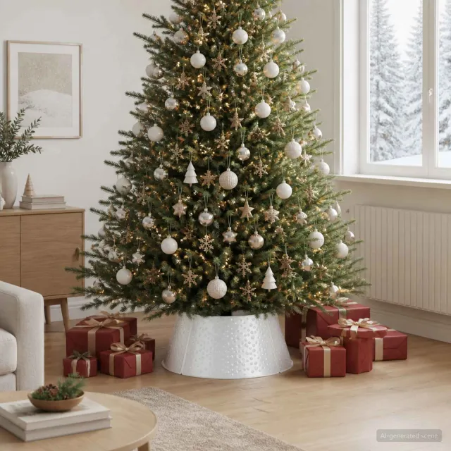 vidaXL Kerstboomrok Kegelvormig Wit Ø 62 x 25 cm Staal