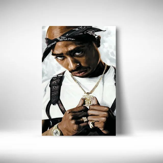 Luxe poster Tupac - 2pac - Metalen poster - 40x60cm zwart