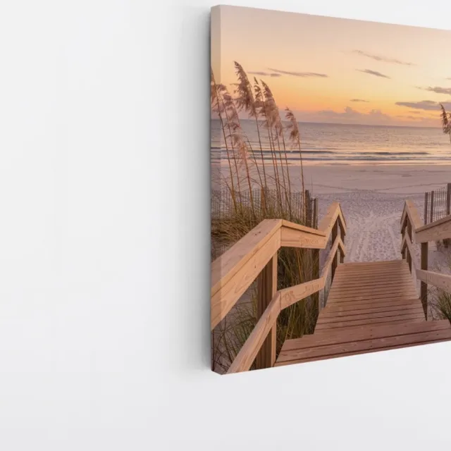 Saammp Canvas Schilderij - Pad naar de Zee - Strand - 30x30 - Foto op canvas - Wanddecoratie - muurdecoratie Woonkamer - Slaapkamer decoratie - Canvas Print Multicolor