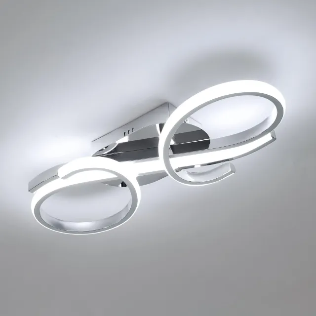 Riserva Modern - Plafondlamp - Chroom - 36W LED - 6500K Koud Wit Licht - Woonkamer & Slaapkamer