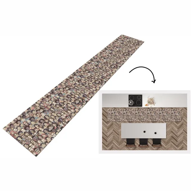 KitchenYeah Keukenloper - Keukenmat - Diversiteit - Patronen - Gezicht - 360x60 cm - Keuken vloerkleed Multicolor