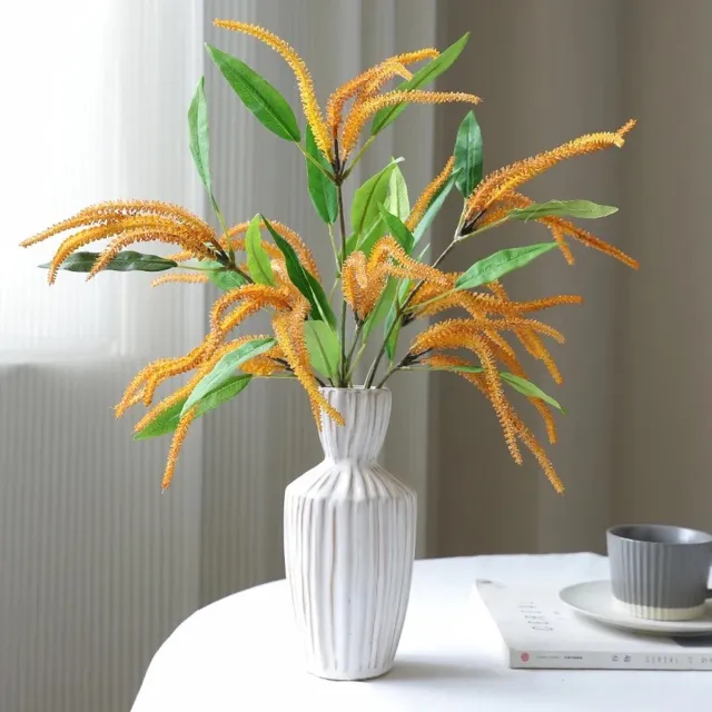 Globalgiftshop Steelbloem / kunstbloem Gras pluim Dogtail oranje
