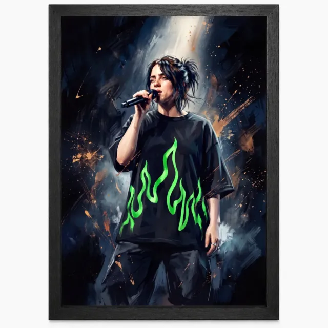 Joshimo Billie Eilish Poster | Artistieke Muziekposter | Inclusief Zwarte A4 Lijst