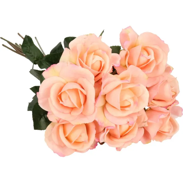 Top Art Kunstbloemen boeket roos Caroline - 10x - roze - 70 cm - zijde - decoratie bloemen