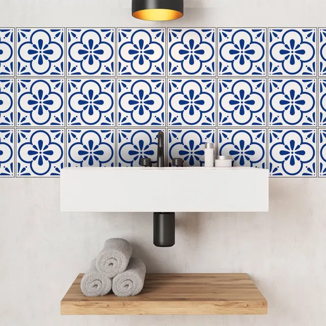 Ambiance Sticker Zelfklevende tegelmuurstickers voor keuken en badkamer - 9 Micaela Azulejo tegelstickers - 9 stickers 10x10cm Multi color