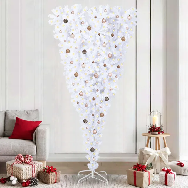 vidaXL Kunstkerstboom met 300 LED Wit 240 cm PVC en Staal