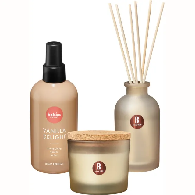 Bolsius True Joy set - Geurkaars - Geurstokjes - Huisparfum - Vanilla Delight