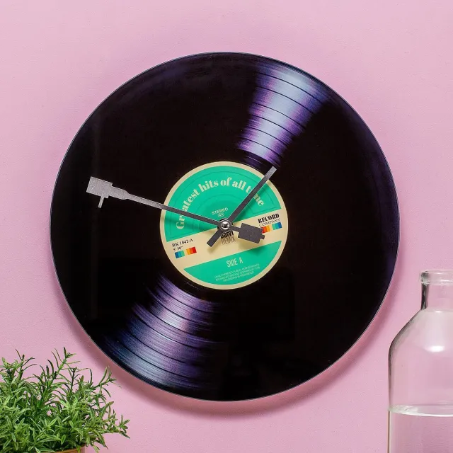 Balvi Wandklok / keukenklok - Greatest hits vinyl - Balvi Groen,Zwart