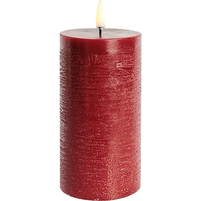Uyuni LED Stompkaars Carmine Red – Ø5,8 x H15,2 cm – Rustiek – 3D Vlam – Timer Rustiek ROOD