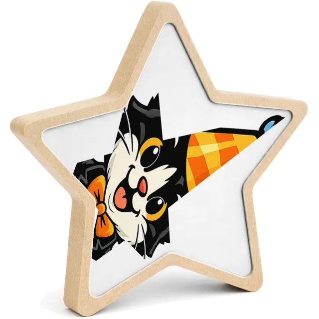 Mr Cadeautjes MDF fotolijst ster 14 x 13,5 - design Humoristische feestprint met een dierlijk personage in nette | cadeau Wit