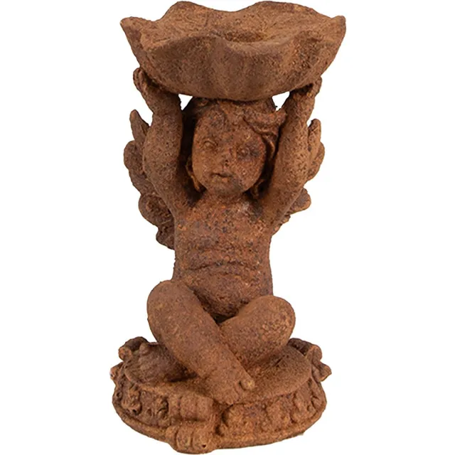 Clayre & Eef Kandelaar 7x7x12 cm Bruin Polyresin Engel