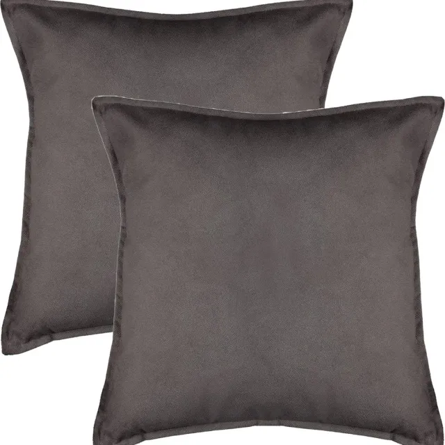 Atmosphera Bank/sierkussens huiskamer Sophia - 2x stuks - 45 x 45 cm - donkergrijs - polyester - met rits Dark grey