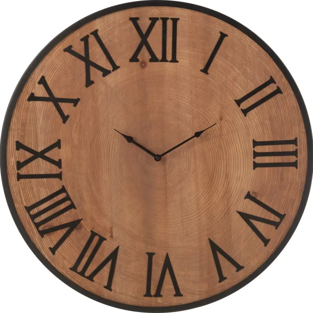 J-Line klok Nue - mdf/ijzer - naturel - large - Ø 60 cm