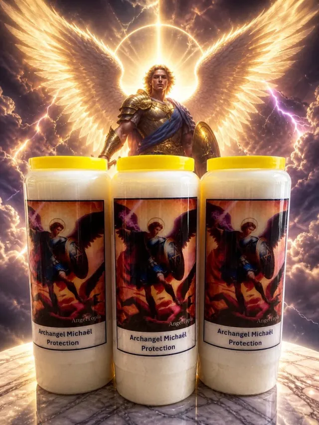 Angeltopia Noveenkaars Aartsengel Michaël (3 stuks) - Voor Bescherming & Moed & Negatieve Energieën Wit