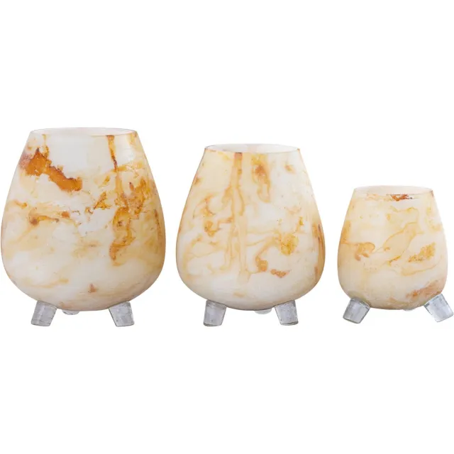 PTMD COLLECTION PTMD Windlicht Jamillia - 17x17x19 cm - Glas - Geel