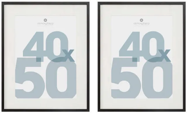 Atmosphera Fotolijstje Manu - 2x - met passe partout - voor een foto van 40 x 50 cm - zwart - MDF/Glas - Klassieker