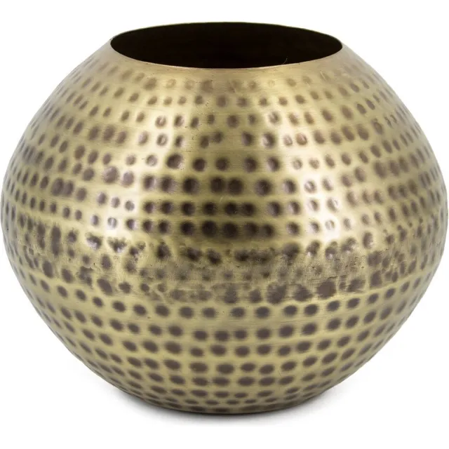 homebound by ky Vaas metaal rond goud | 13x25,5x19cm | metalen bloemenvaas