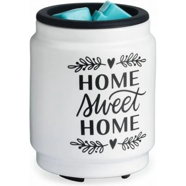 Candle Warmers Flip Dish Duftlamp elektrisch uit Keramiek HOME SWEET HOME zwart wit