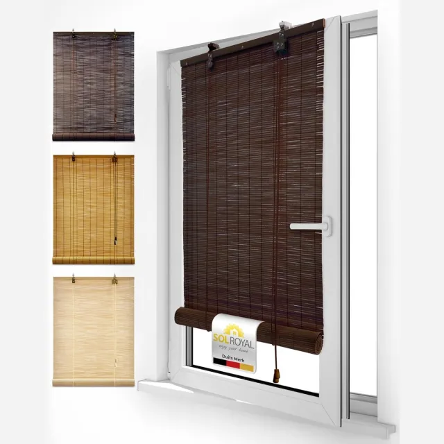 Sol Royal SolDecor B86 rolgordijn bamboe 110x160 cm - rolgordijnen zonder boren - rolgordijnen lichtdoorlatend zonwering bamboo Jaloezie inclusieve klembeugels - Bruin