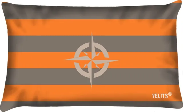 Velits outdoor Sierkussen - Buitenkussen La Dolce Vita Oranje Grijsbruin Waterafstotend Bootkussen Streep Kompas