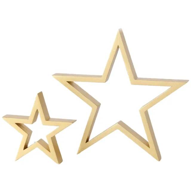 Mood4Christmas Decoratieve sterren Borna - goud - set van 2 - Hoogte 16 en 30 cm DIvers