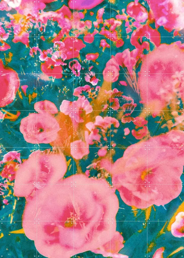 IXXI Blooming Impressions, Amber Lauder - 100 x 140 cm - Grote wanddecoratie en posters - Impressionisme, Kleurrijk, Digitale Kunst, Abstract Roze / Groen