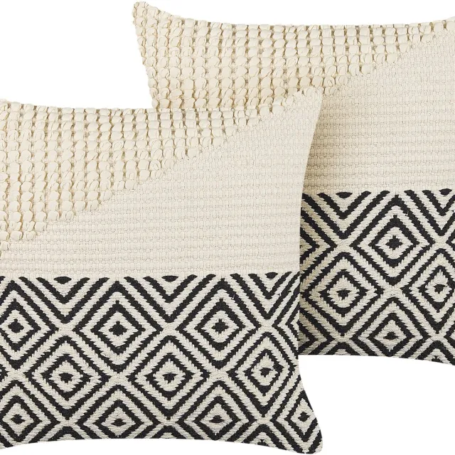 Beliani CALANTHE - Sierkussen set van 2 - Beige - 45 x 45 cm - Katoen