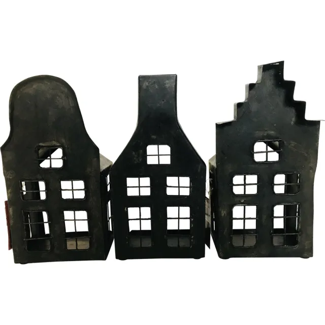 By Varios iron house for candle trapgevel huis | 13x9x26 | bruin