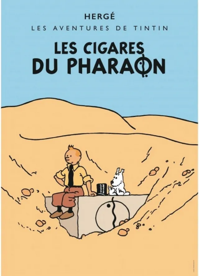 Hergé - Moulinsart - Kuifje Kuifje Album Poster Les Cigares du Pharaon (De sigaren van de Farao) 50x70cm, Officiële Kuifje Poster multi