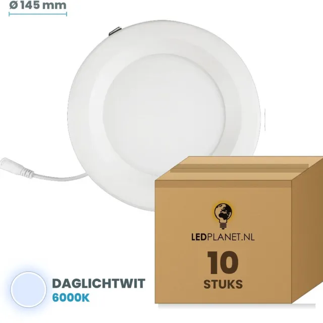 Tsong LED downlight 12W - 10 stuks - Daglichtwit 6000K - 1.200 lm - Ø145mm - zaagmaat Ø125mm - 120° - IP20 - CRI80 - 230V