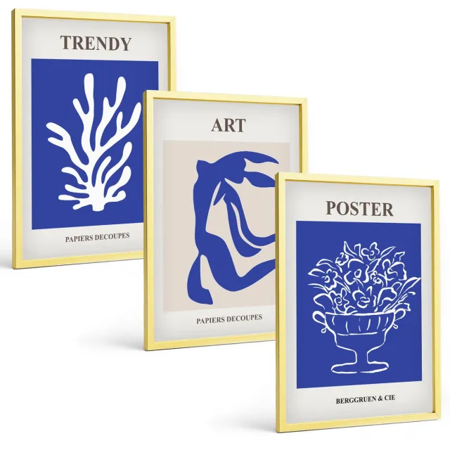 Coloray 3-Delige Schilderij Set - Dauwdruppels Op Tere Paardenbloemen - 40 x 40 cm En 40 x 60 cm - Schilderijen Set - Wanddecoratie - Woonkamer Gouden lijst