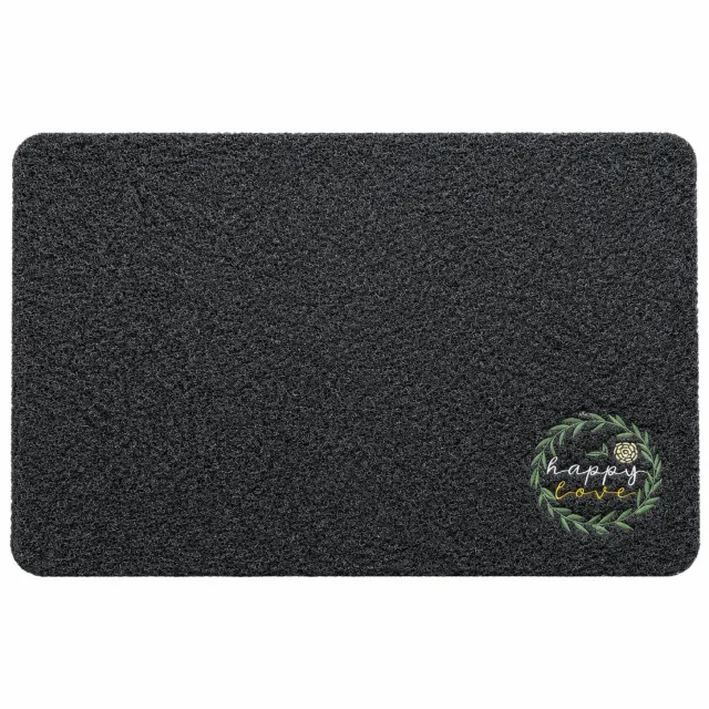SWGOTA Ultradunne deurmat met geborduurde bloemenkrans 40 x 60 cm Donkergrijs