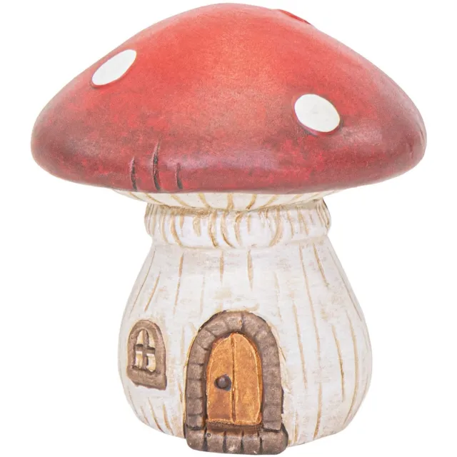 Mega Collections Mega Collection tuinkabouter paddestoel huisje - D30 x H35.5 cm - decoratieve tuin beeldjes Multi