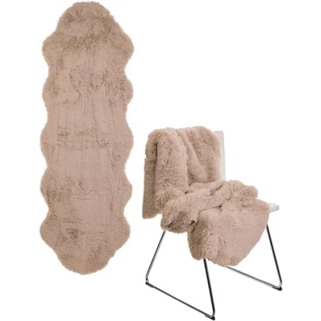 PromoHome Luxe Imitatie Lamsvacht Vloerkleed XXL - Zacht Pluizig Tapijt voor Binnen en Buiten Grijs