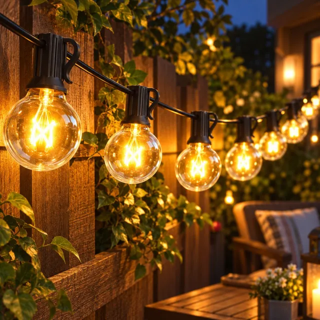 MUPOO Lichtsnoer Buiten IP44 G40 - 10 Glazen Bollen + 1 Reservelamp - Lichtslinger - Lichtketting - Koppelbare Prikkabel - Warm Wit 2700K - Tuinverlichting voor Tuin, Balkon en Feest - 3,2 Meter