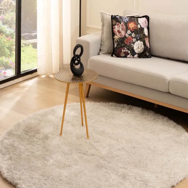 Tapeso Velvet vloerkleed rond - Posh lichtzilver 160