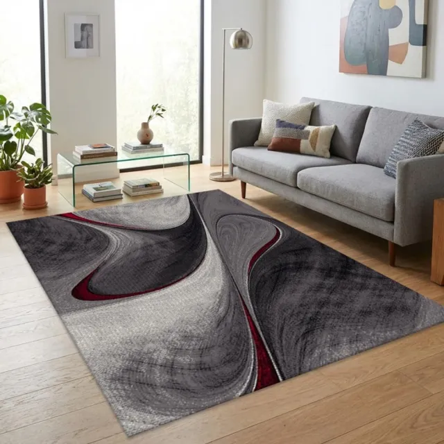 TapisTrend Designer tapijt Rood 120x170 cm Modern abstract vloerkleed met een vloeiend patroon dat op marmer lijkt en grafische rondingen