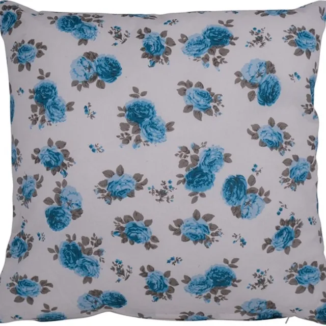 Linen & More Kussen Two Flowers Turquoise | 45 X 45 | Sierkussen Voor Woonkamer Of Slaapkamer Blauw