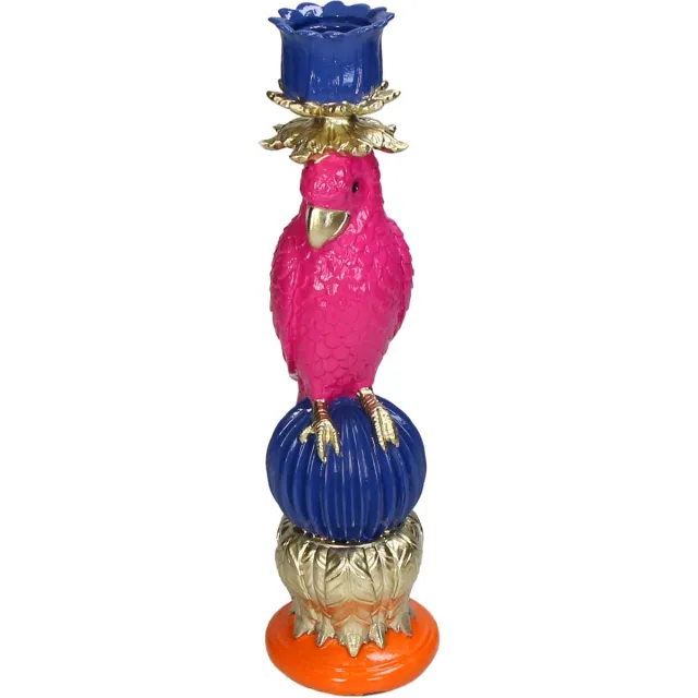 HD Collection Kandelaar Vogel Polyresin Pink 9.5x7.5x28cm multicolor