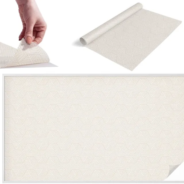 TULUP Raamfolie Anti inkijk - Rechte driehoeken Melkglas Folie - 200x116 cm - Beige Anti inkijk Raamfolie Glas in Lood - Zonwerende Raamfolie - Voor de hal, voor de woonkamer, voor het kantoor - Privacy Folie Raam Glas in Lood Beige - Rechte driehoeken