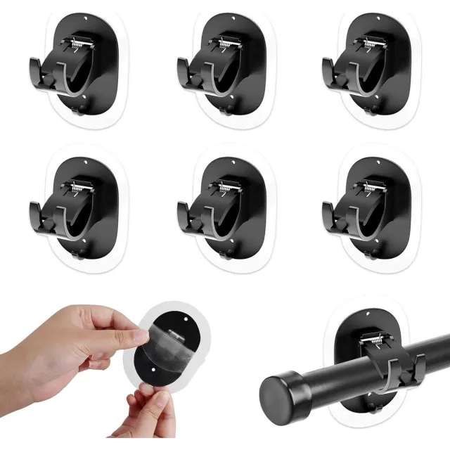 JGS Premium - 6 stuks gordijnstanghouders zonder boren - zelfklevend - gordijnroede om te lijmen - keuken/badkamer - eenvoudige installatie Any
