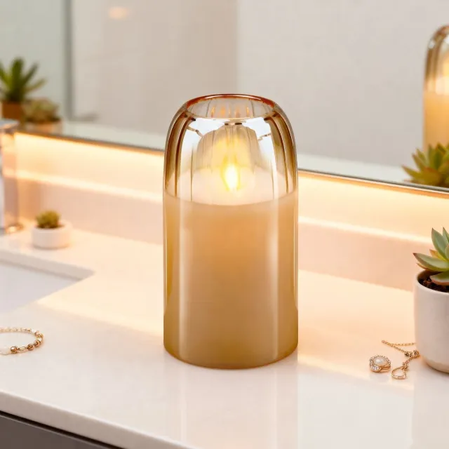 arti casa LED Kaars Ø7,5x15cm - Crème - Beweegbare Lont - Realistische Vlam - Werkt op 2xAA Batterijen - Gemaakt van Glas - Sfeervolle Huisdecoratie voor Binnen - Woonaccessoire Bruin