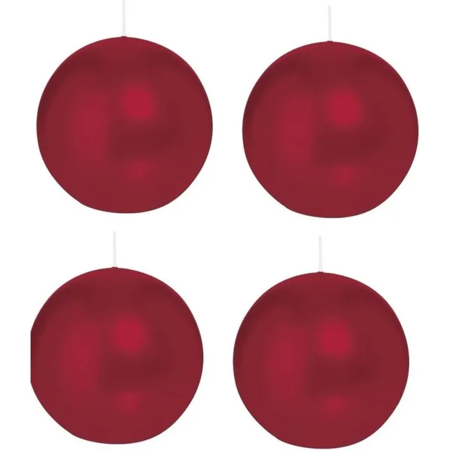 Trend Candles Bolkaars glad - 4x - bordeaux rood - 7 cm - 16 branduren - ronde kaarsen
