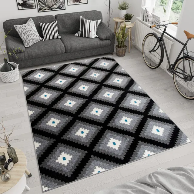 Tapiso Maroko Vloerkleed Tapijt Woonkamer Antraciet Zwart 4