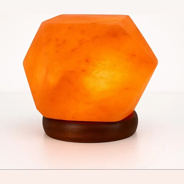 Pink Gold Zoutlamp Diamant tafellamp- Himalayazoutlamp - 15x15x15 cm - zoutlamp nachtlampje Oranje