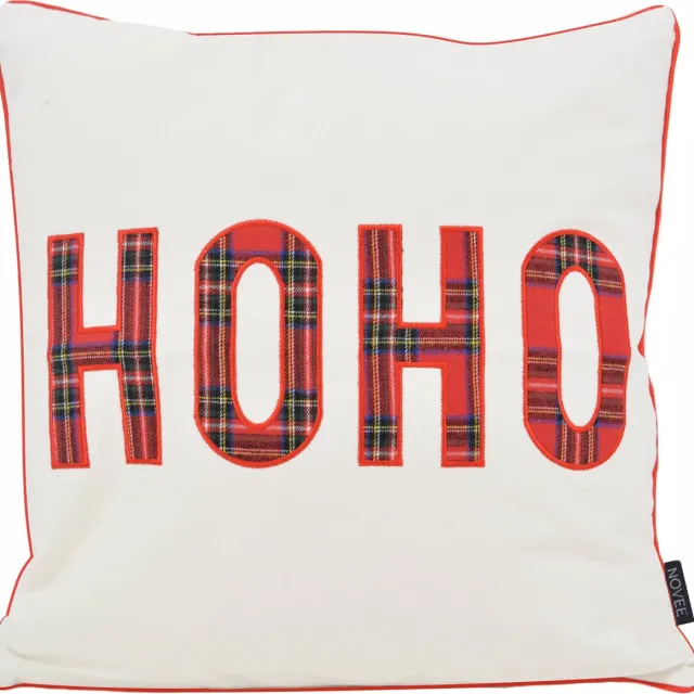 NOVÉE XMAS HOHO Kerst Kussenhoes | Katoen | 45 x 45 cm Wit/Rood