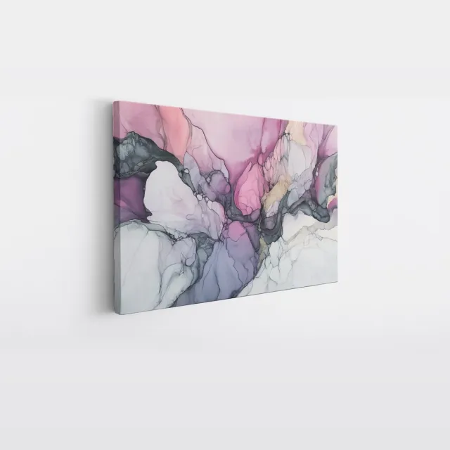Saammp Canvas Schilderij - Marmer - Kunst - Paars - Abstracte wanddecoratie- 40x30 - Foto op canvas - Wanddecoratie - Muurdecoratie Woonkamer - Kantoor Decoratie Multicolor