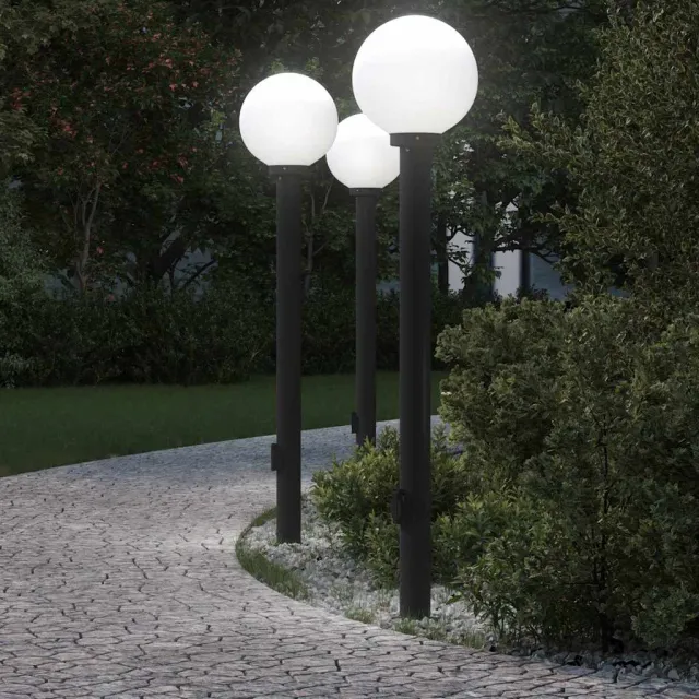 vidaXL Bolderverlichting met stopcontact 3 stuks 120 cm Zwart IP44