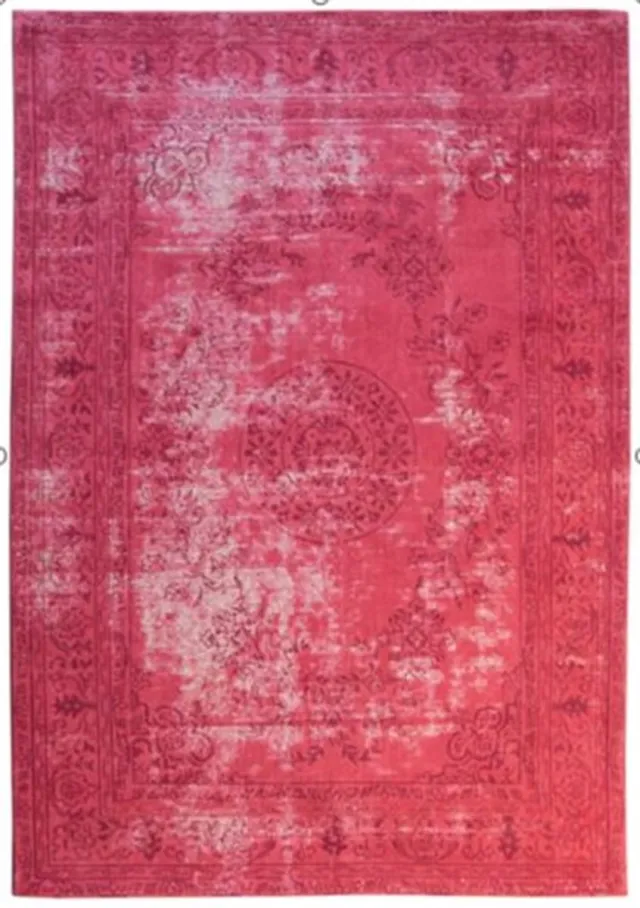 Padiro elegant laagpolig vloerkleed 80 x 150 cm - bordeaux - vintage patroon - voor vloerverwarming - van katoen en polyester
